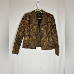 VTG Giancarlo Ferrari Floral Tapestry Zip Up Jacket - Size 12